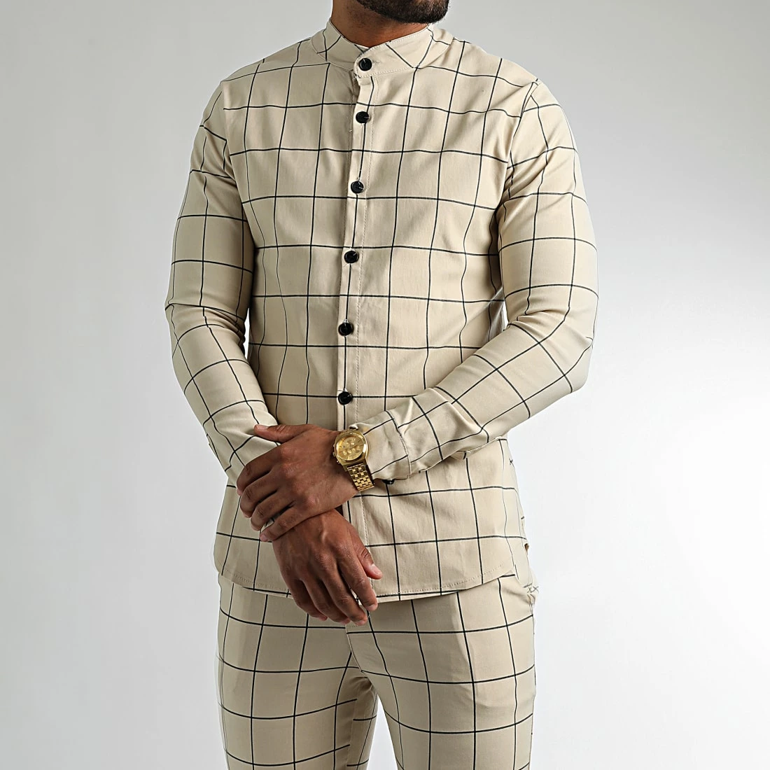 Sortie 🎁 Ensemble Chemise Manches Longues Et Pantalon Carreaux 1719 Beige de Frilivin 💯 6 Sortie 🎁 Ensemble Chemise Manches Longues Et Pantalon Carreaux 1719 Beige de Frilivin 💯 – Image 4