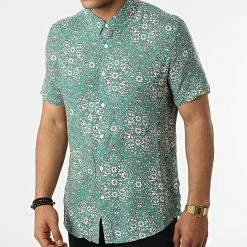 Meilleure vente 🥰 Chemise Manches Courtes Floral BM1611 Vert de Frilivin 💯